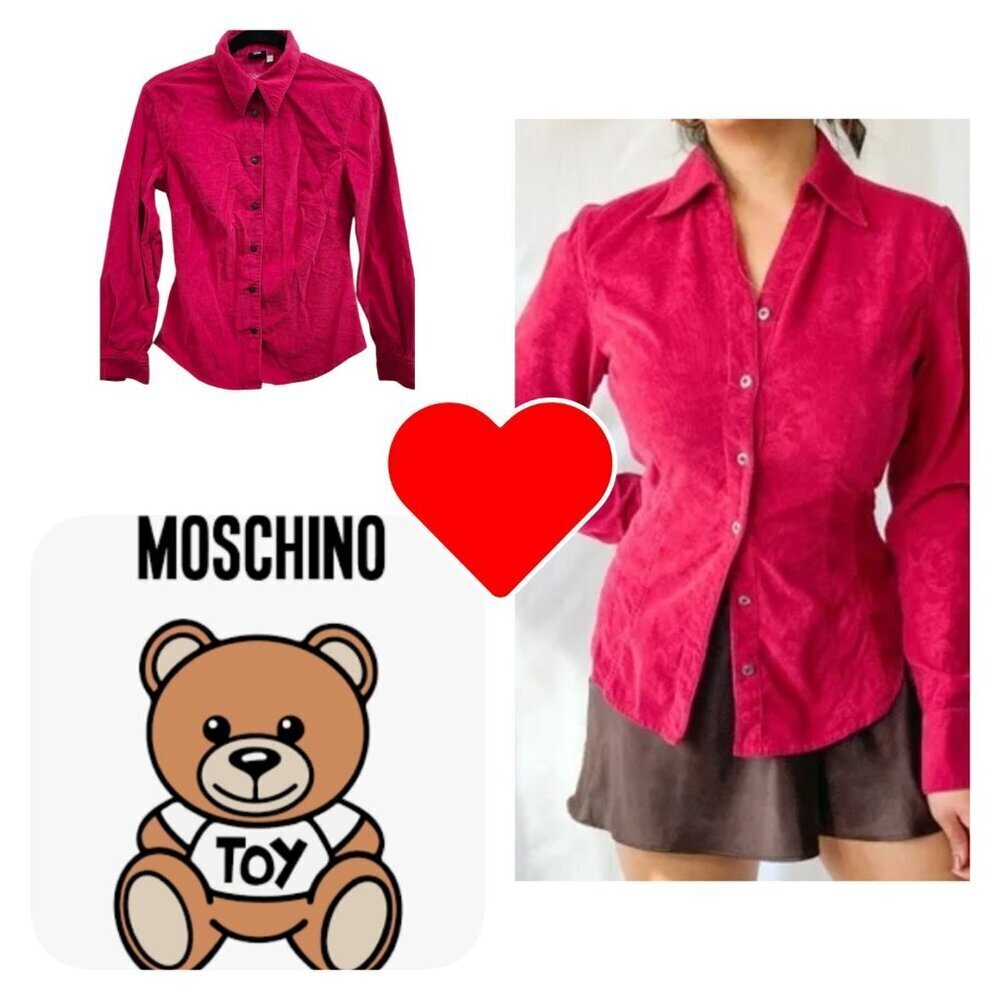 Moschino Jeans Long-sleeve corduroy Womens shirt Hot Pink Size 8